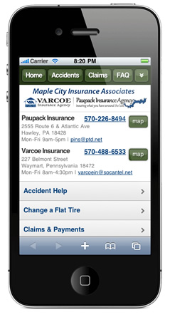 m.maplecityinsurance.com website preview